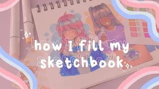 ✿ how I fill my sketchbook + tips // chill draw with me process ✿