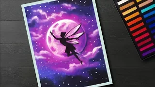 How to draw Fairy Moonlight landscape drawing with soft pastel for beginners step by step