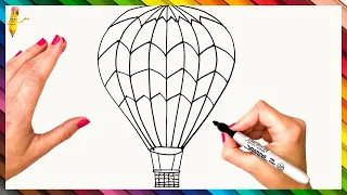 How To Draw An Air Balloon Step By Step 🎈 Hot Air Balloon Drawing Easy