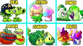 PvZ 2 Random 6 Best Pair Team Plant Battlez - PEA x HYPNO x LASER x PUNCH x ZOMBOID x MAGIC