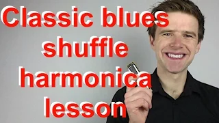 Classic blues shuffle harmonica lesson: How to play Chicago walking bass line on A harp