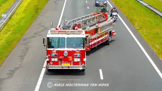 Tiller fire truck drifting on dutch highway