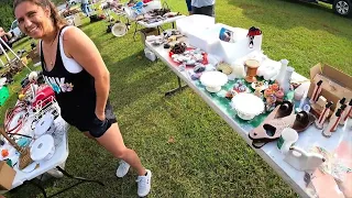 Buying Antiques & Vintage Collectibles at the Flea Market & Yard Sales Vlog Video