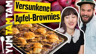 Apfel-Brownies // Mit Toffee & Pecannüssen // #yumtamtam