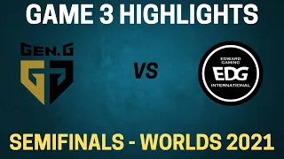 EDG vs GEN Highlights - Game 3 - Semifinals Day 2 - Worlds 2021