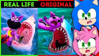 Sonic and Amy Watch The Best TikTok of CatNap | REAL LIFE vs ORIGINAL Poppy | PlayTime Chapter 3