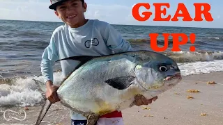 GEARING UP FOR BIG PERMIT ON THE BEACH   ROUGH WATER SURF FISHING