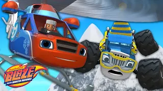 Snow Rescue Helicopter Blaze Saves Crusher & Pickle! | Blaze and the Monster Machines