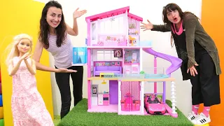 Barbie DREAM HOUSE! Bebek ev düzenleme oyunu! Sevcan ve Ümit ile kız oyunları!