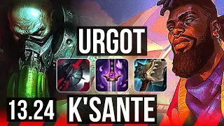 URGOT vs K'SANTE (TOP) | Rank 2 Urgot, 11/1/8, 1100+ games, Godlike | KR Grandmaster | 13.24