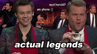 Harry Styles and James Corden being a comedic duo