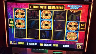 $125 BET MASSIVE WIN LIGHTNING LINK TIKI FIRE HOLD N SPIN - HARD ROCK HOLLYWOOD HIGH LIMIT 25cents