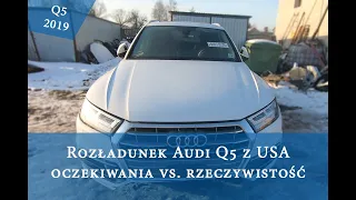 Rozładunek Audi Q5 z 2019r z USA. Całkowite koszty importu samochodu z Ameryki.