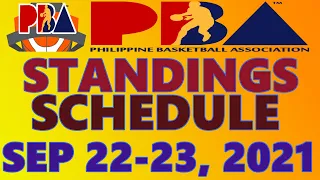 PBA GAMES SCHEDULE SEPTEMBER 22-23, 2021 I PBA STANDINGS AS OF SEPTEMBER 22, 2021