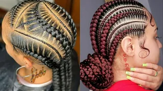 BEST and EASY Stitch Feed IN Cornrow Braidedhairstyles Compilation Videos || Very Detailed