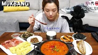 Real Mukbang:) HAMZY’s Home Style Meal ★ Tuna & Kimchi jjigae, Egg Roll, Grilled Mackerel and MORE!!