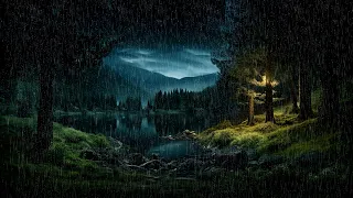 Raindrop Whispers | Twilight's Calming Embrace At The Forest Lake | Relaxation – Stress Relief
