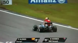 Fernando Alonso hitching A ride from Mark Webber (Full Video)