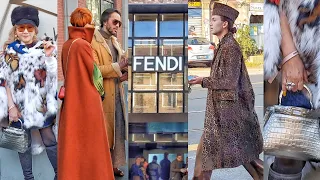 Milan Street Style Fashion outside Fendi Fashion Show 2024.