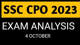 SSC cpo 4 October 1st shift paper analysis | SSC Cpo exam analysis | 4 October CPO Questions