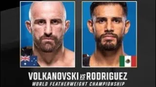 Alexander “The Great” Volkanovski vs. Yair “El Pantera” Rodriguez walkouts and intros.