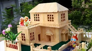 How to Make Popsicle Stick House - Popsicle Garden Villa - DIY Fairy House