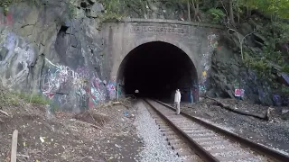 Walking in a dark Railroad tunnel near Saint Mary's Collage.