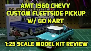 AMT 1960 Chevy Custom Fleetside Pickup Go Kart 1/25 Scale Model Kit Build Review AMT1063