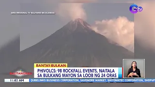 98 rockfall events, naitala sa Bulkang Mayon sa loob ng 24 oras — PHIVOLCS | BT