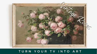 Vintage Roses | Valentine's Themed Art For Your TV | Vintage floral art | 1Hr of 4K Paintings