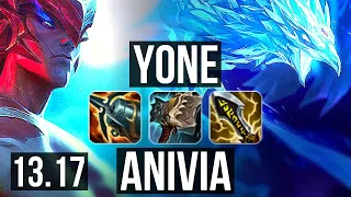 YONE vs ANIVIA (MID) | 1900+ games, 6 solo kills, 1.2M mastery | NA Master | 13.17