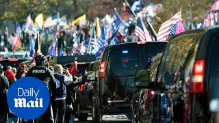 Trump motorcade greeted by supporters in DC at Million MAGA March