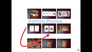 Editing photos of playing cards on iPad.