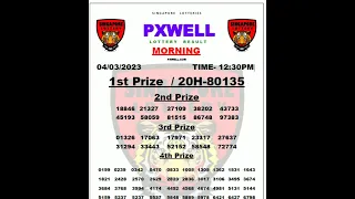 PXWELL LOTTERY DRAW MORNING LIVE 12:30 PM 04/03/2023 SINGAPORE LOTTERY PXWELL LIVE TODAY RESULT