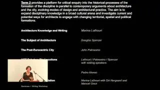 AA Graduate School introduction 2014: MA History and Critical Thinking in Architecture