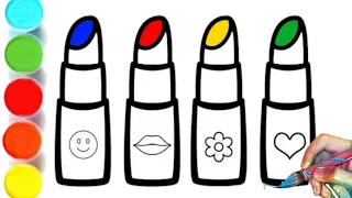 Lipstick Drawing, Colouring and Painting for Kids, Toddlers | Let's Learn Lipstick