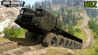 Spintires: MudRunner - MAZ 7410 Long Truck Climbs A Steep Climb