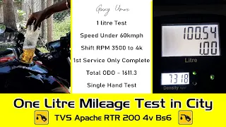 1 Litre Mileage Test | In City | Apache RTR 200 4v | Gixxy Umar | தமிழ்