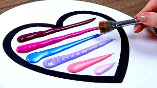 6 Different Easy Ways to Paint Abstract Heart | OVER 1 HOUR Painting BEST Compilation