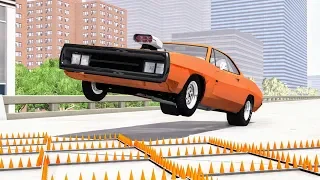 Massive Spike Strip Pileup Crashes #38 – BeamNG Drive | CrashBoomPunk