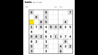 New York Times Sudoku Hard for May 14, 2024 Walkthrough