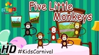 Five little monkeys - Children English Nursery Rhyme with Lyrics (Subtitles) and Action