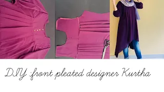 Diy : Front pleated kurthi/up and down design dress full tutorial