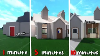 attempting to build a house in 1 min, 5 mins and 10 mins (bloxburg)