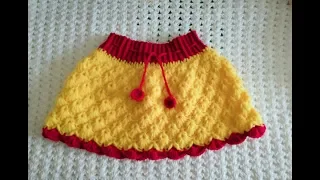 How to crochet a shell stitch skirt for 6-12 baby (sinhala)