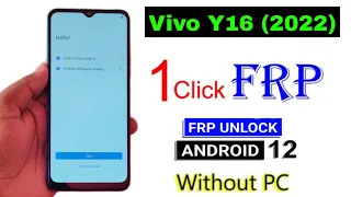 Vivo Y16 Frp Bypass Android 12 ( New Update 2022 ) Vivo Y16 Google Account Bypass Without Pc 100% Ok