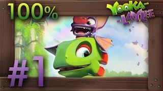 Yooka-Laylee 100% Walkthrough Part 1 - World 1 Tribalstack Tropics #1 (All Quills, Pagies & Secrets)