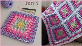 Easy Crochet Granny Square Mosaic Motif Blanket Pattern for Beginners / Step by Step Crochet