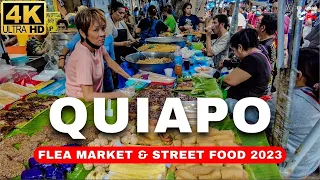 [4K] Amazing QUIAPO Flea Market & Street Foods | Manila, Philippines Walking Street (2023)