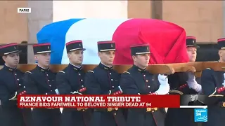 Aznavour national tribute: Aznavour's coffin arrives at 'Invalides'